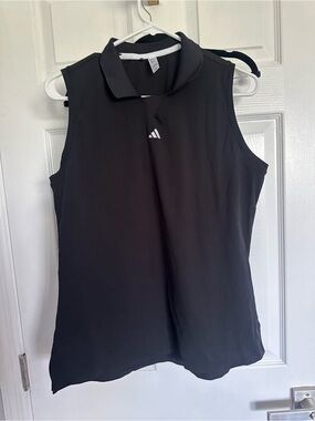 adidas Sleeveless Polo Tank Top - Black